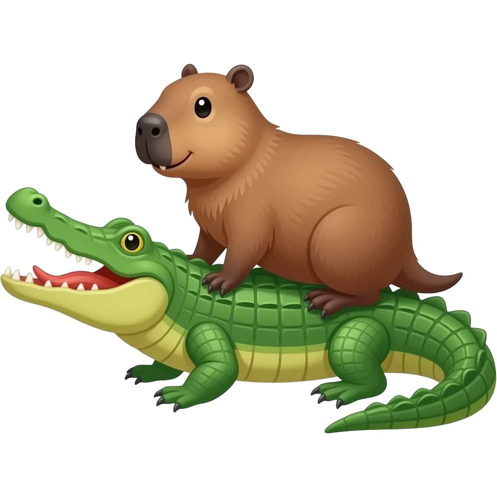 Capybara riding a crocodile emoji