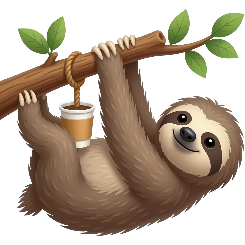 sloth tree morning coffee paper cup hanging emoji