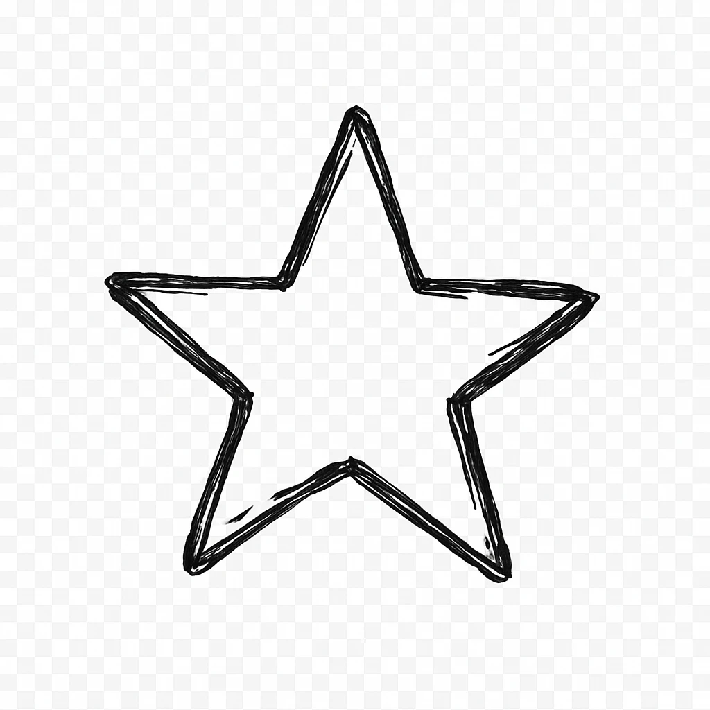 minimalist hand drawn black outline of a star on a white clean background emoji