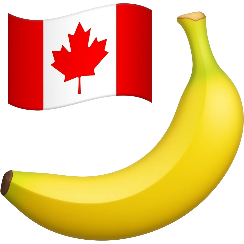 the flag of canada but the colors are yellow and the leaf is a banana emoji