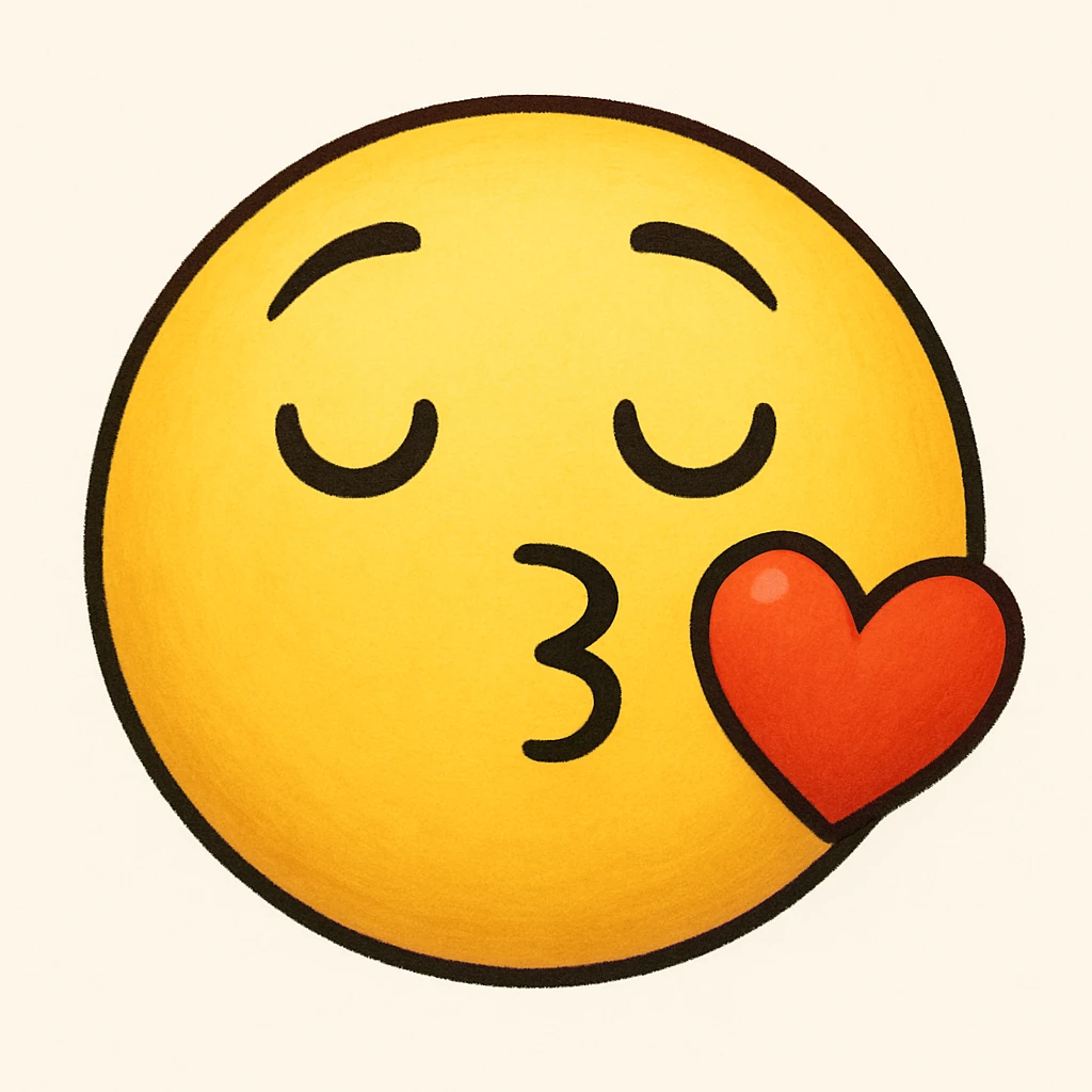 yellow emoji with a face blowing a kiss emoji