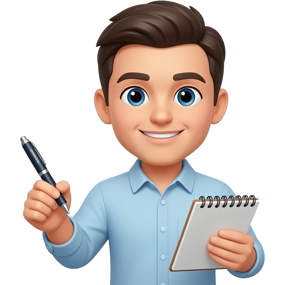 person holding pen and notepad emoji