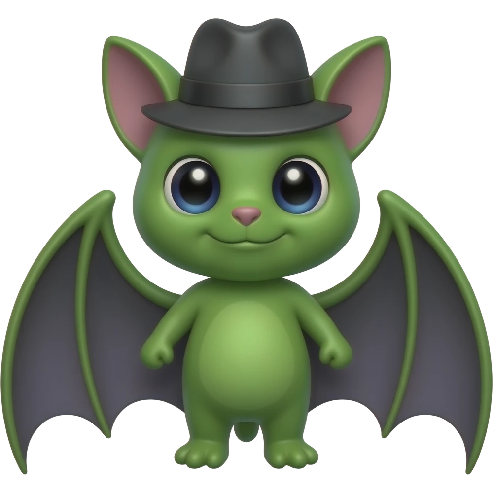 green bat with hat emoji