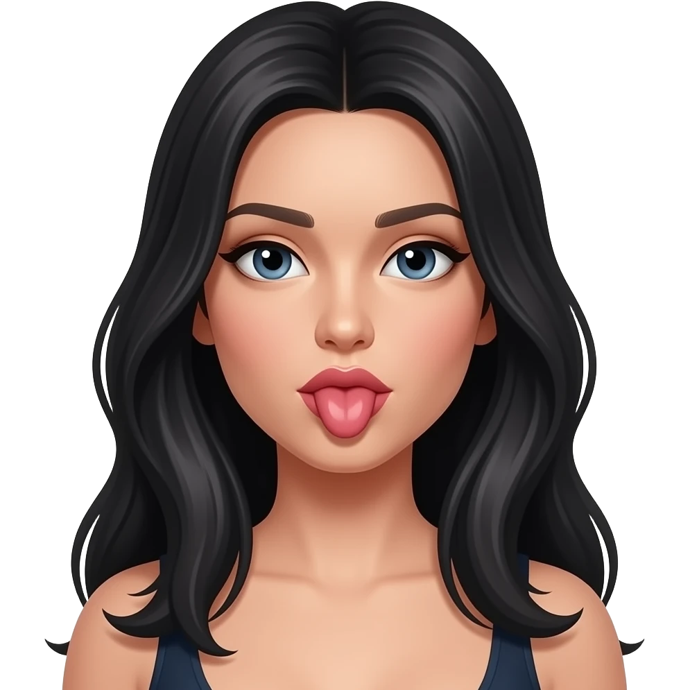 Long Black hair woman blowjob sexual emoji