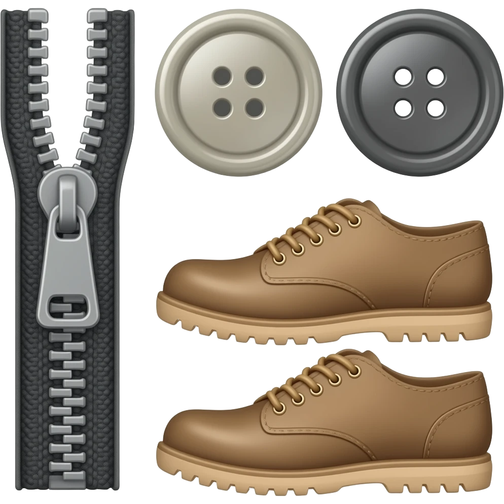Zipper, buttons, and shoelaces emoji