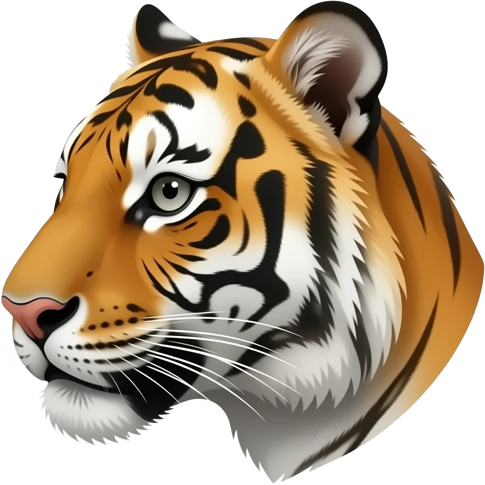 Cool tiger head very realistic Turn sideways gray eyes emoji