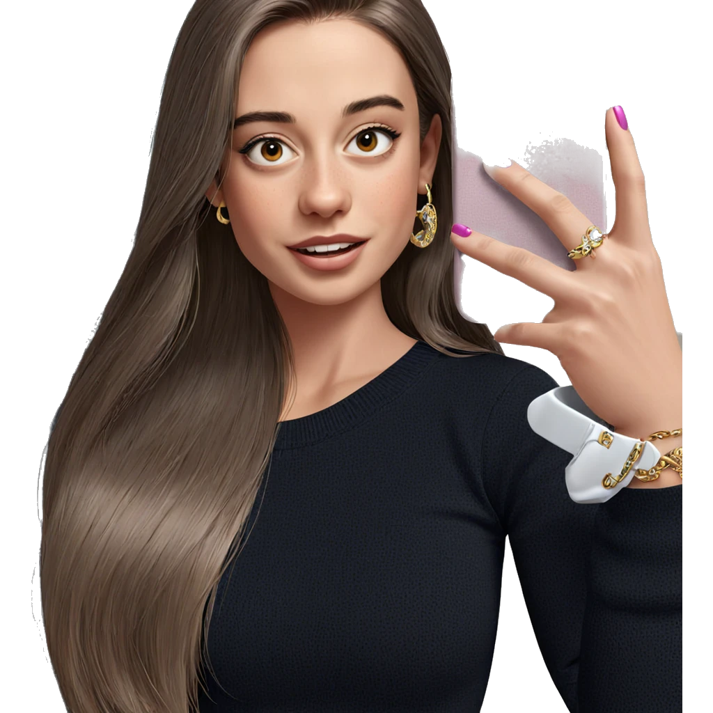 girl with phone and jewelry emoji