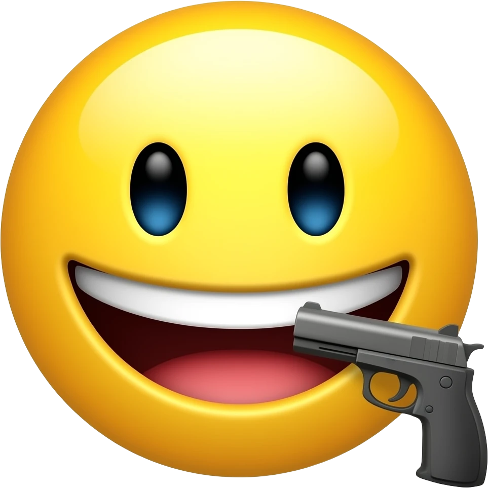 Sassy smiley with a gun emoji