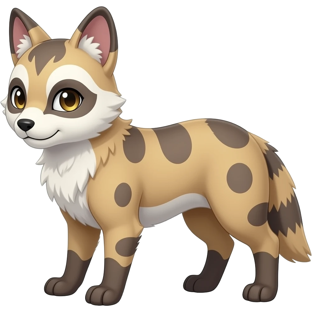 Digitigrade quadrupedal Randomly marked randomly colored Absol-Furret-Genet-Tanuki-Ermine-hybrid emoji