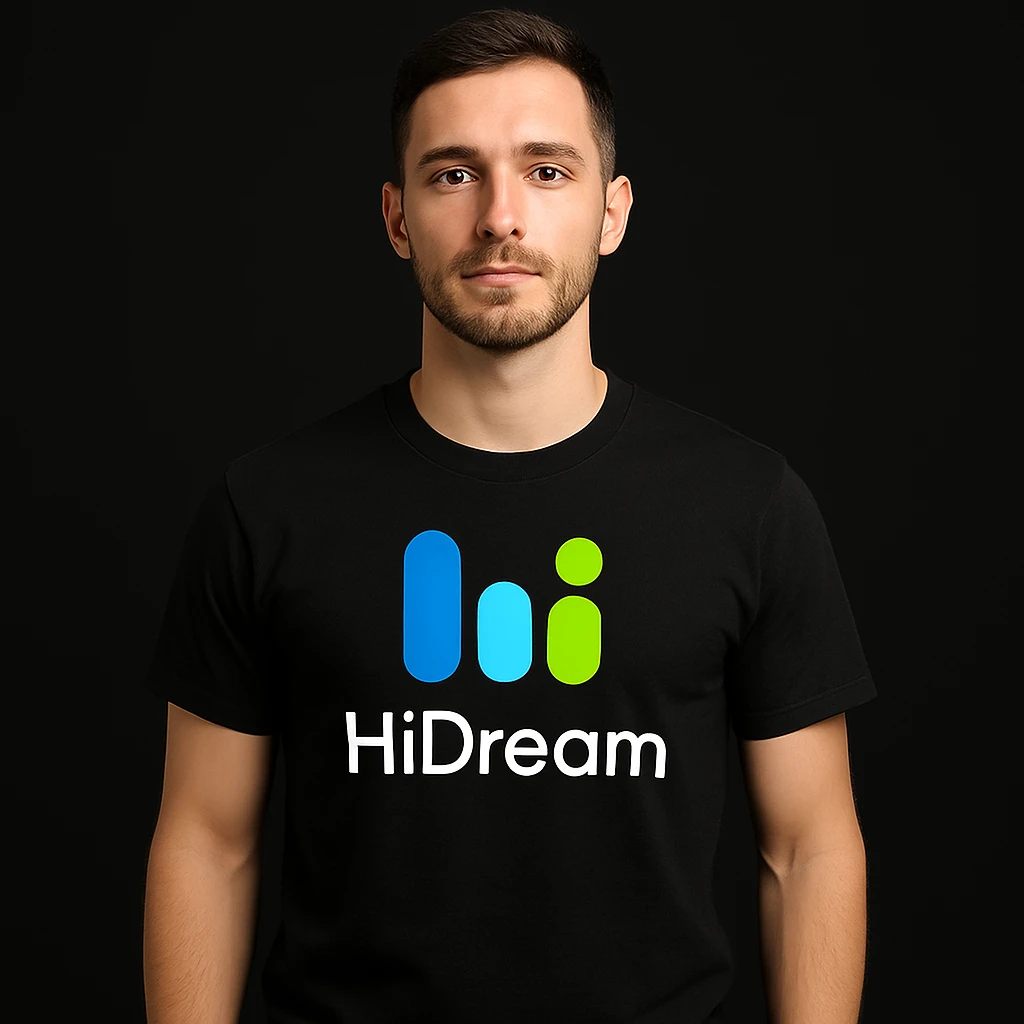 man wearing tshirt with this logo, black background  emoji