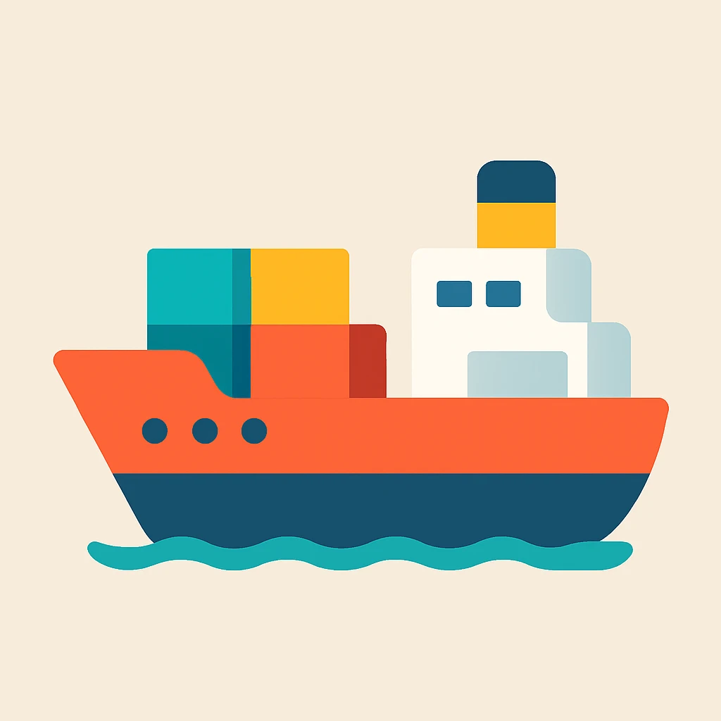 Flat design style ship emoji