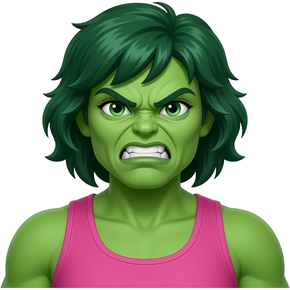 angry she-hulk wearing pink clothes emoji