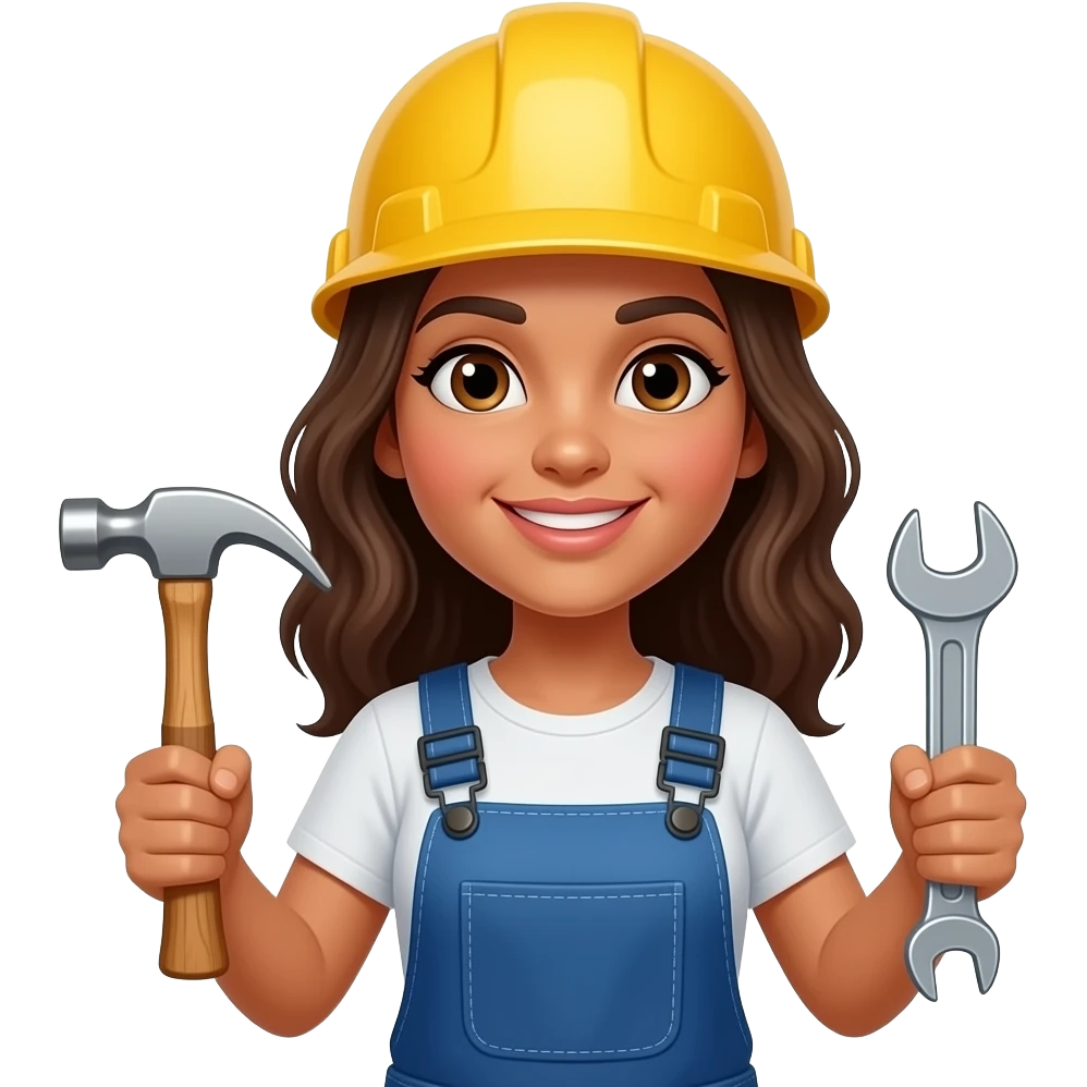 construction worker young brazil women having tools in hand emoji