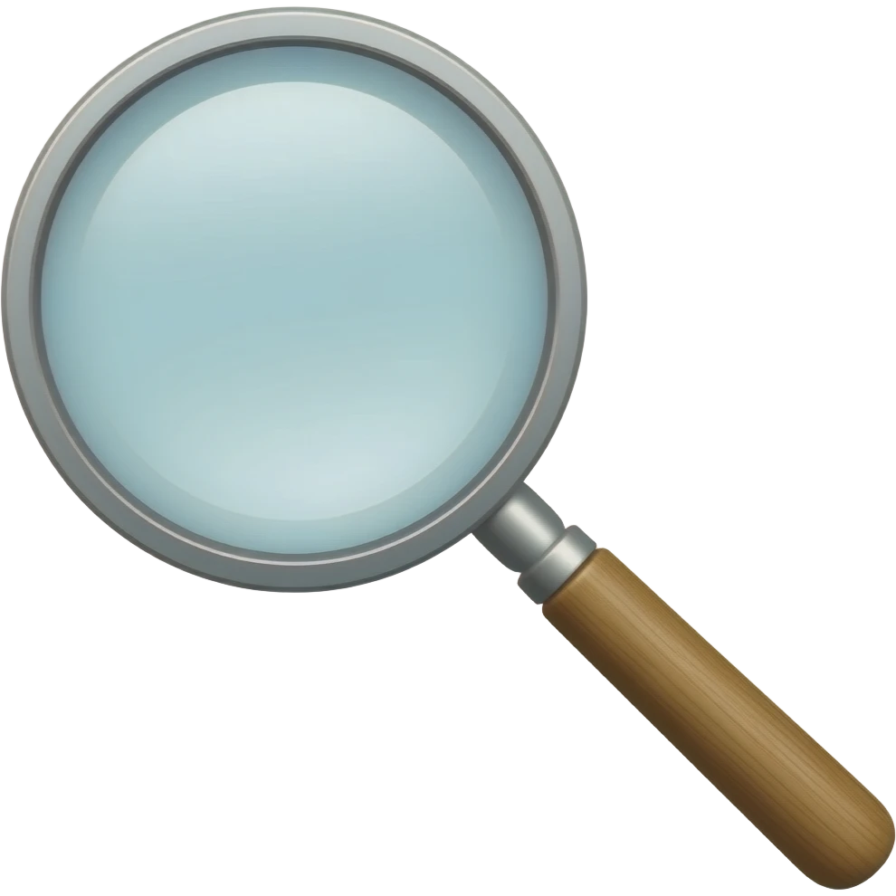 crea un emoji de una lupa con mango de madera emoji