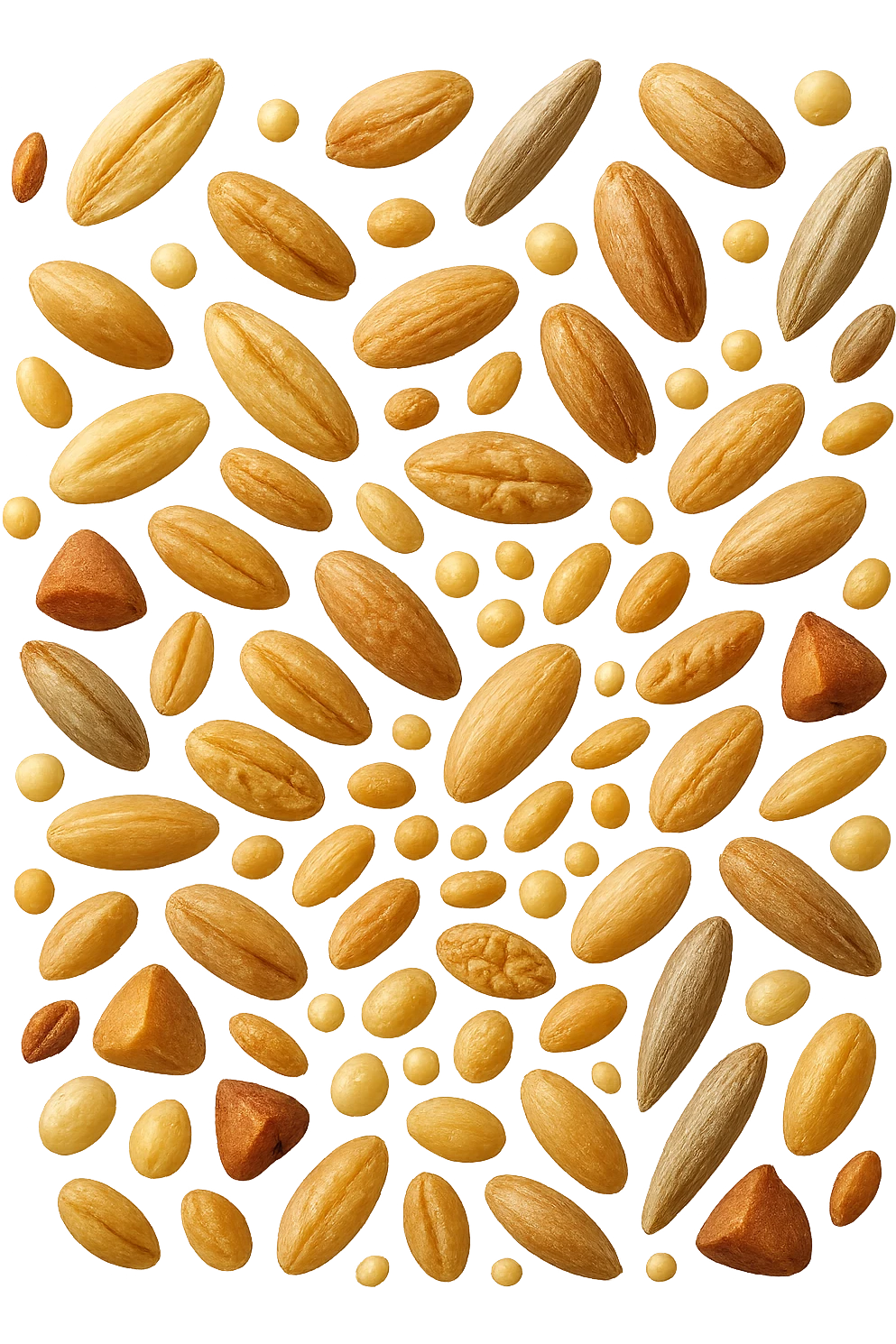 Avena, orzo, farro, segale, quinoa, grano saraceno FLUTTUANO IN ARIA, IPERREALISTICO 4K emoji
