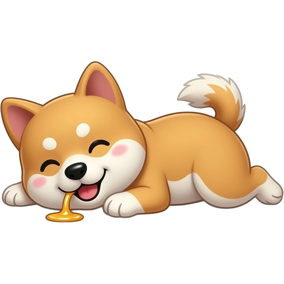 Hachiko dog in chibi cute animation drunk on the floor emoji
