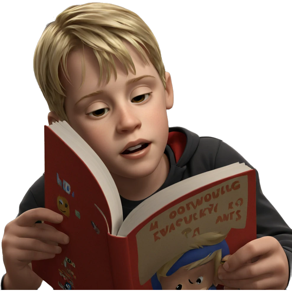 blonde boy reading a book emoji