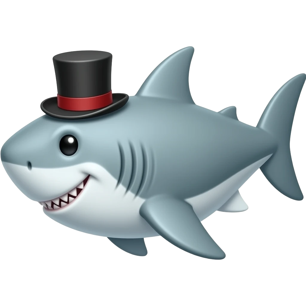 Shark with a top hat emoji