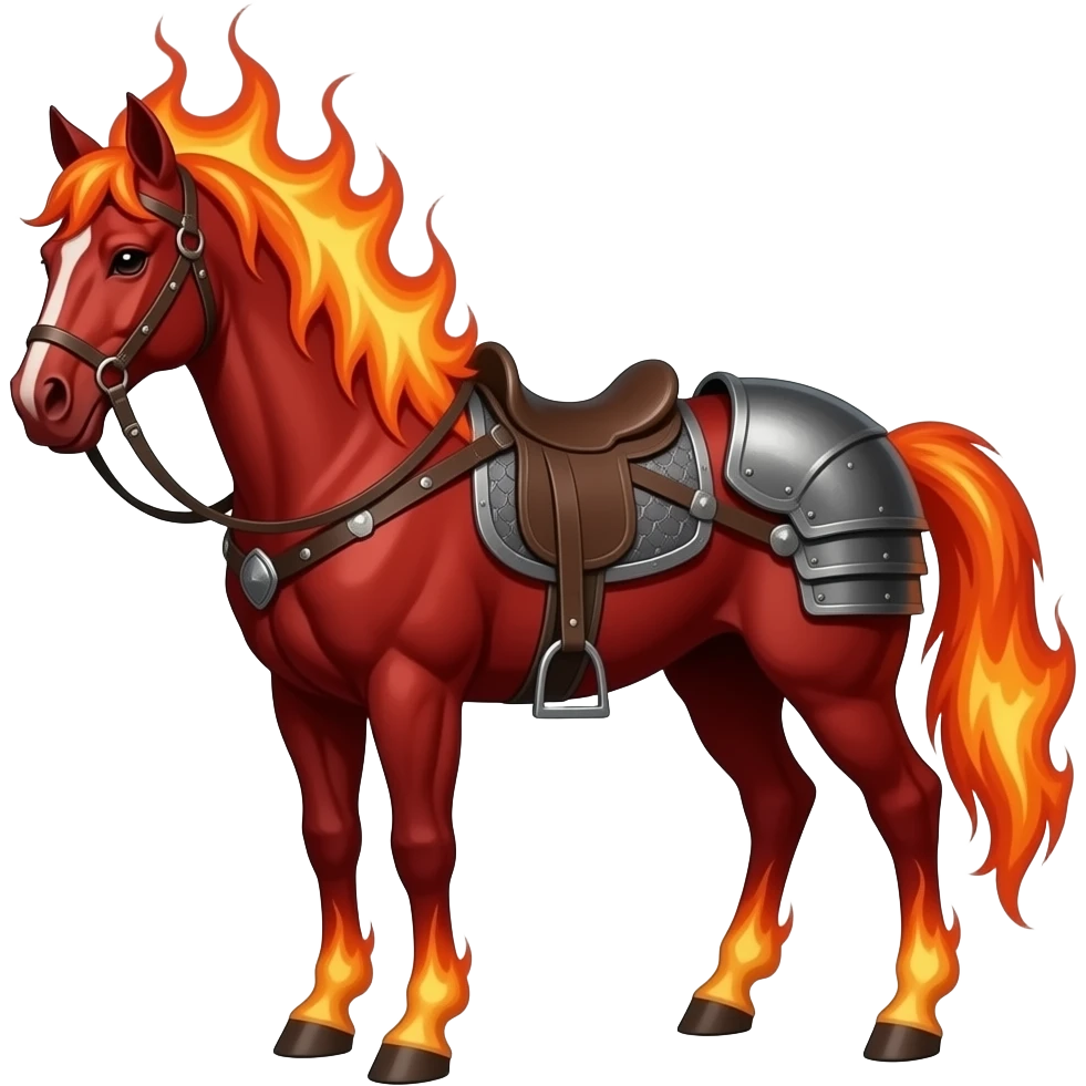 A burning horse with a red tiefling paladin emoji