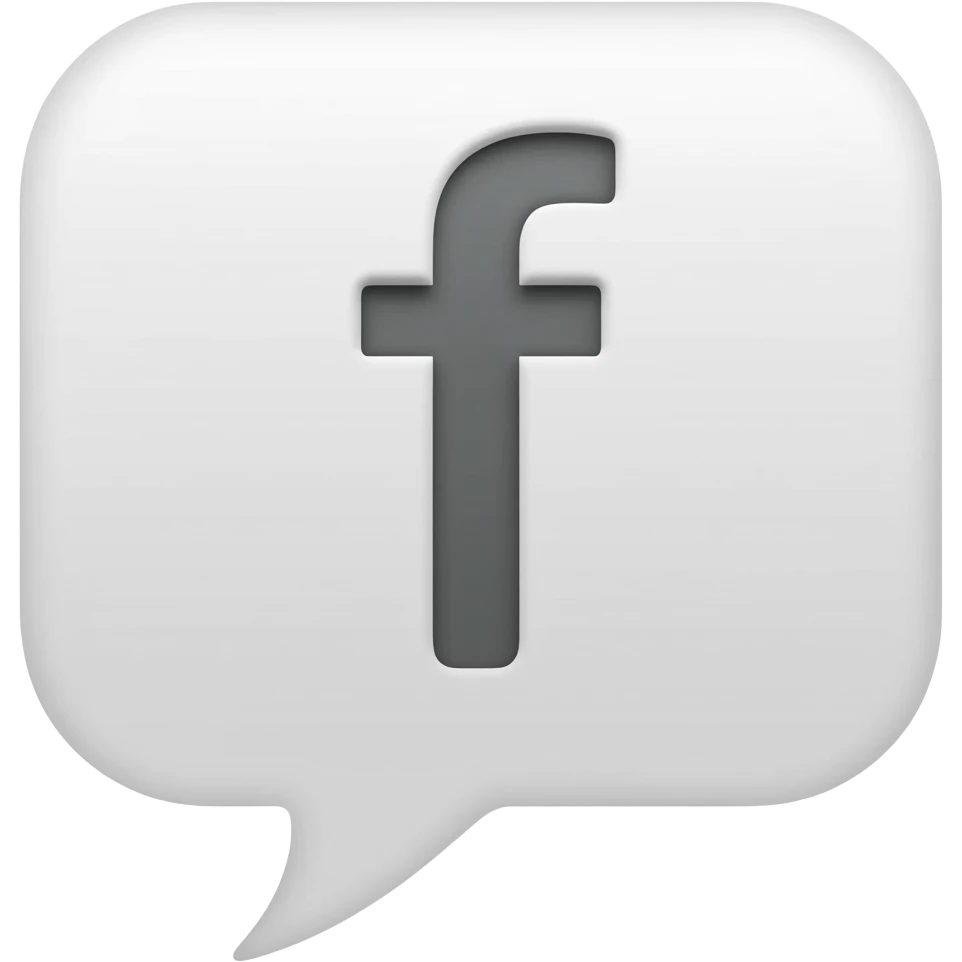 White chat bubble with grey f on it emoji