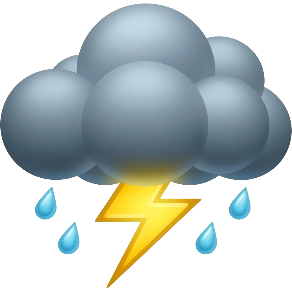 dark fluffy storm cloud with rain and lightning without background emoji