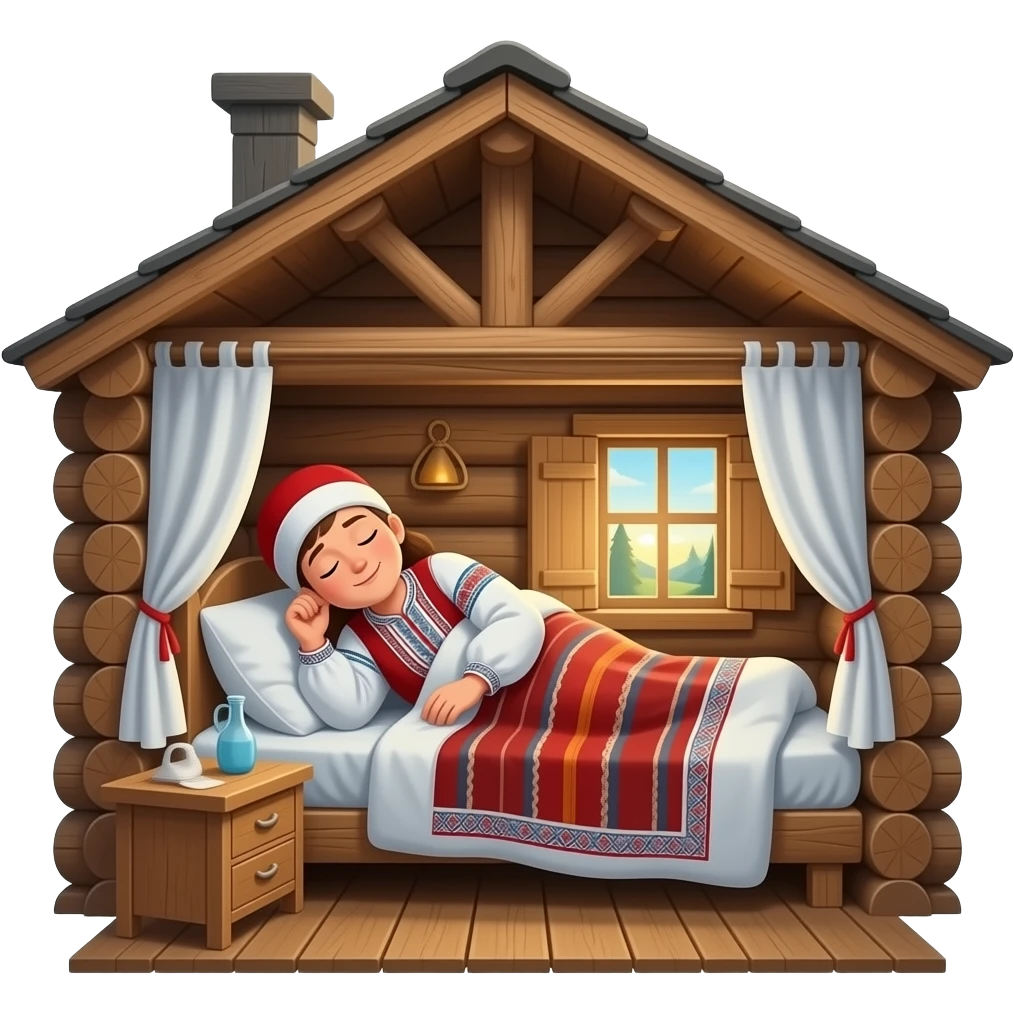 a russian peasant in national suit waking up emoji