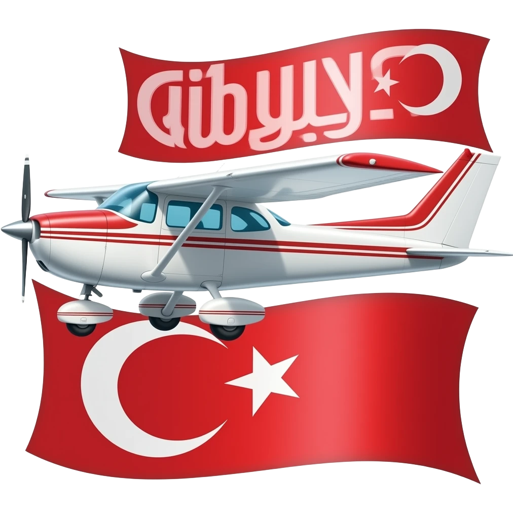 "A Cessna plane flying with the Turkish flag. Reailsic emoji