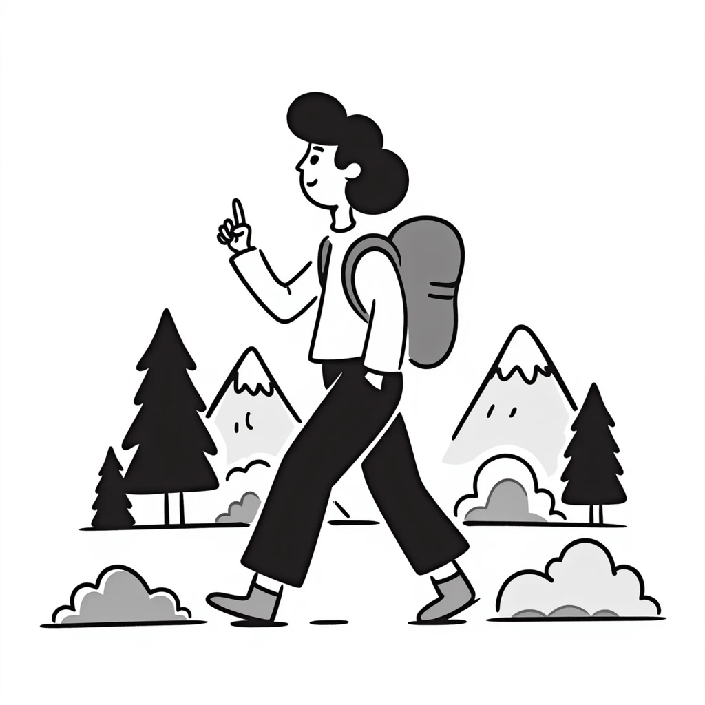 person hiking, hand drawn doodle style emoji