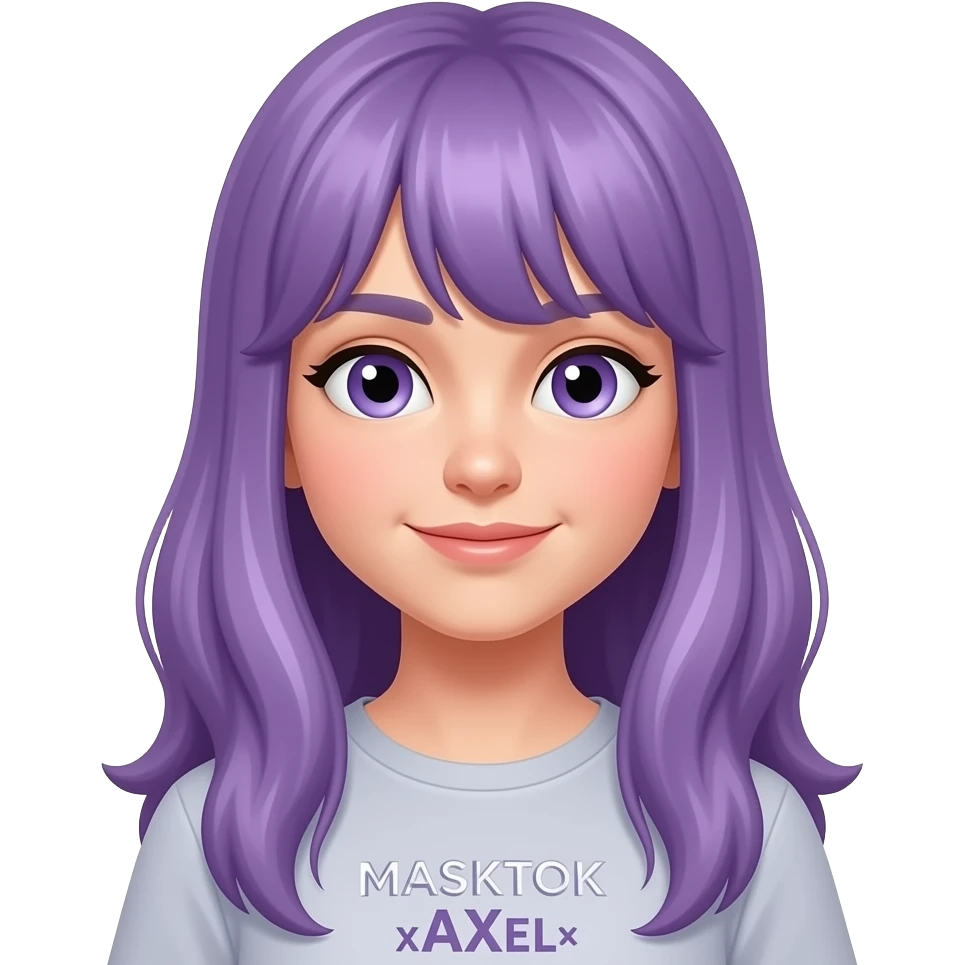 girl with long purple hair with a MASKTOK xAXELx sign emoji