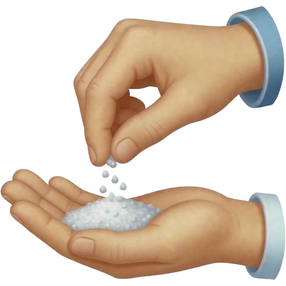 hand sprinkle of salt emoji