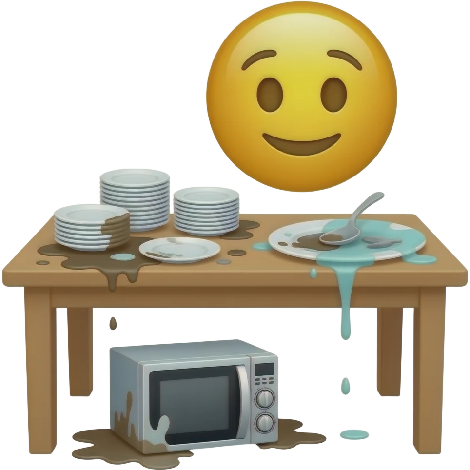 dirty dishes dirty microwave dirty table cute emoji big table emoji