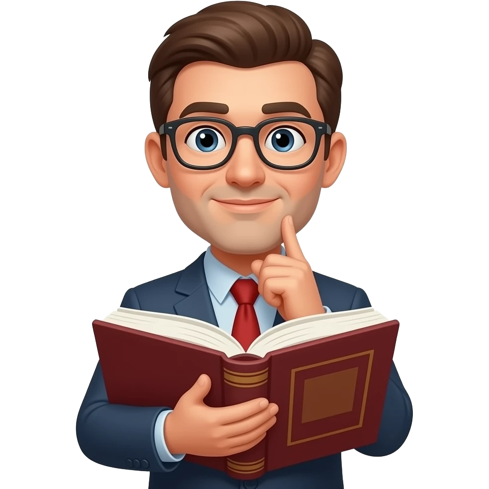 고민을 하는 이모지 왼쪽으로 기우뚱 오른쪽으로 기우뚱하면서 손에는 책을 들고 있는 이미지 emoji