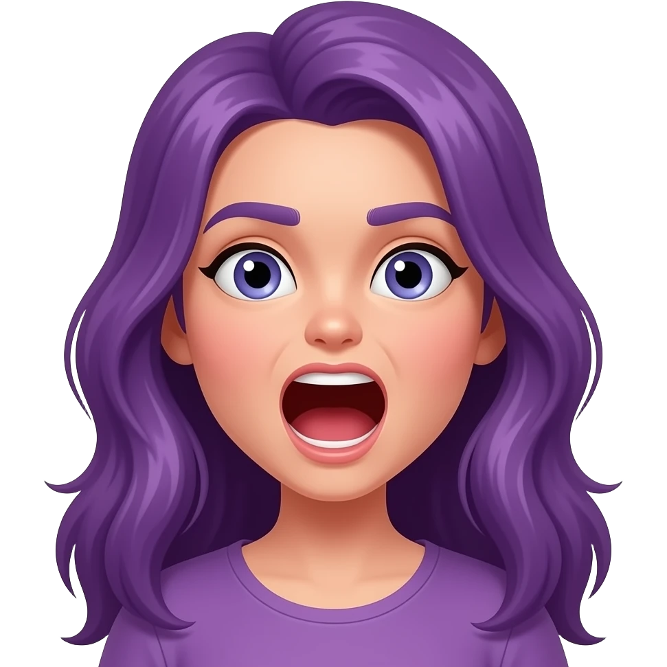 girl with long purple hair screams emoji