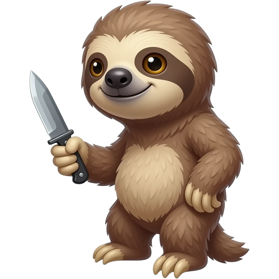 turn back looking askance going smiling evil killer sloth w very taktic knife emoji