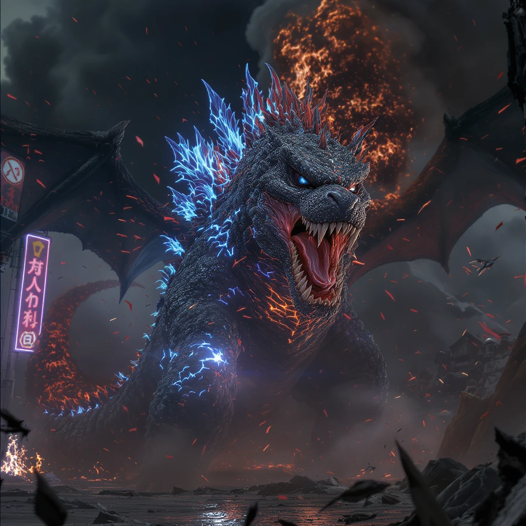 godzilla attackig ny emoji