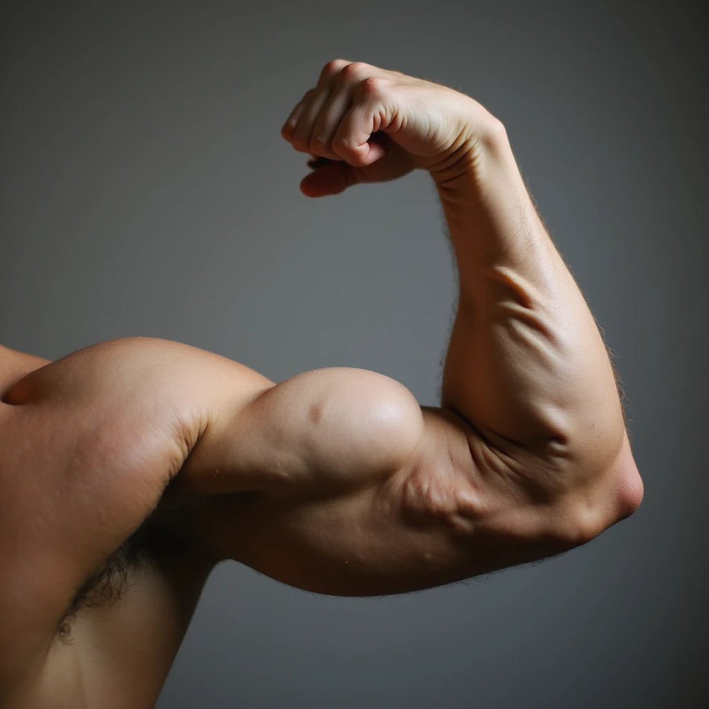 single muscular arm flexed realistic style emoji