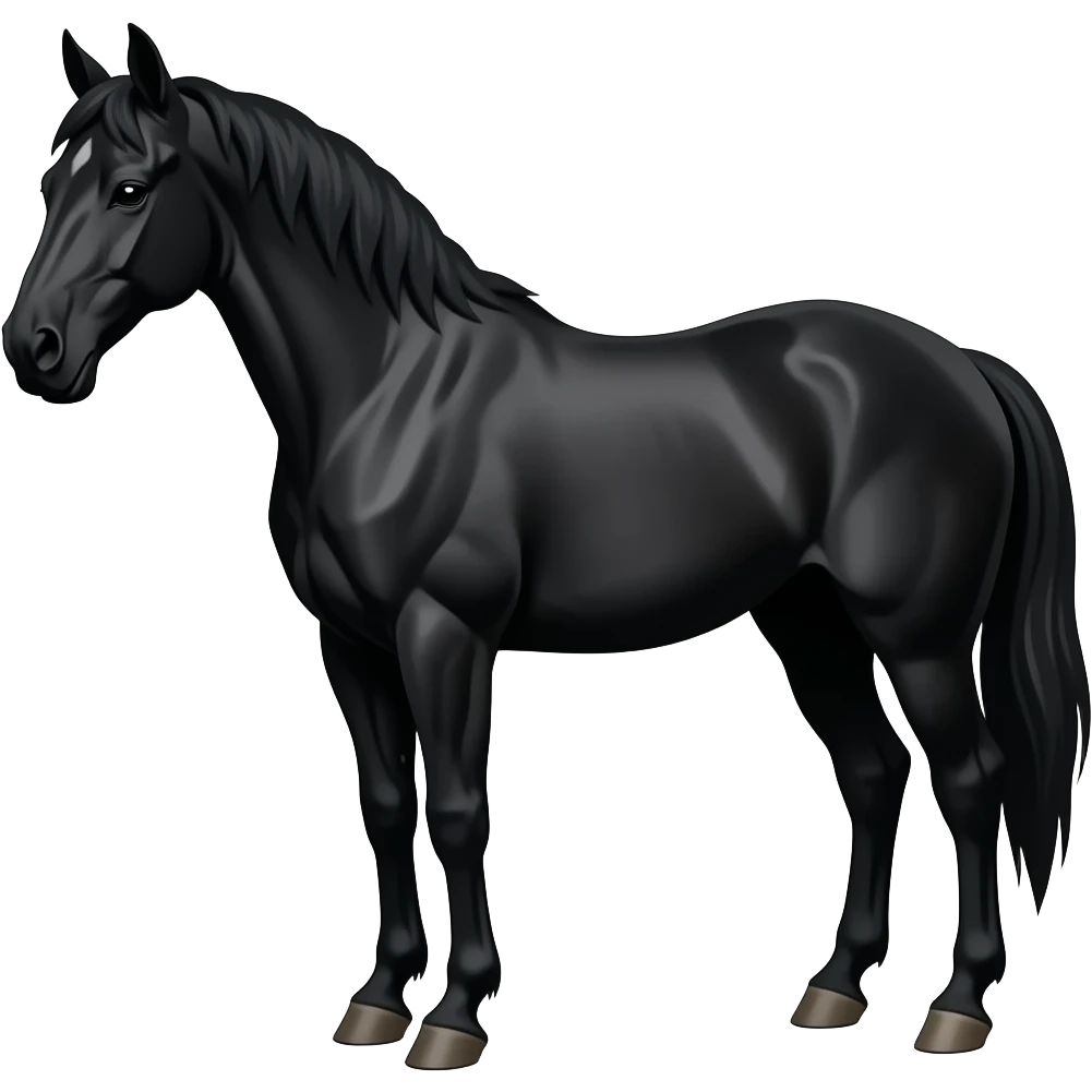 Single Black horse standing with two feet emoji