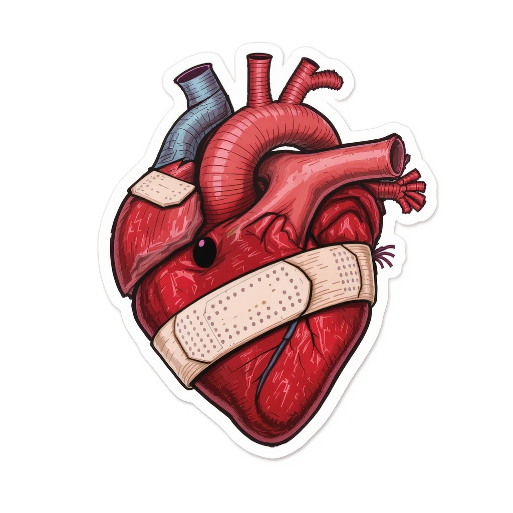 emo heart with a bandage emoji