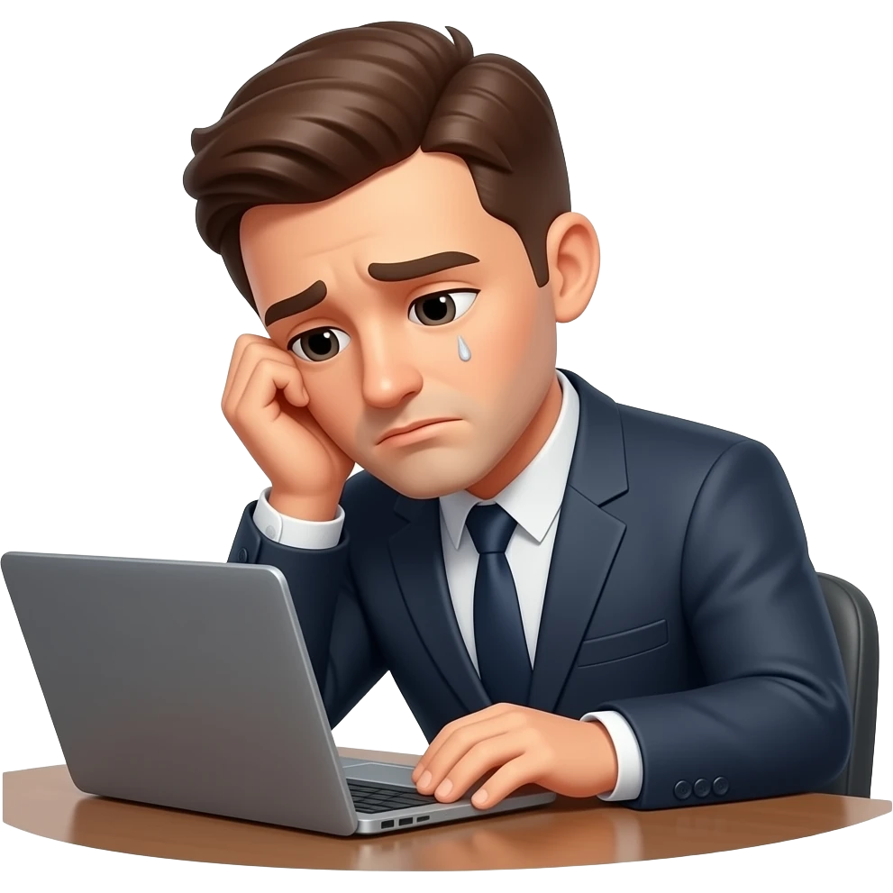 hombre con traje,cansado en su escritorio emoji