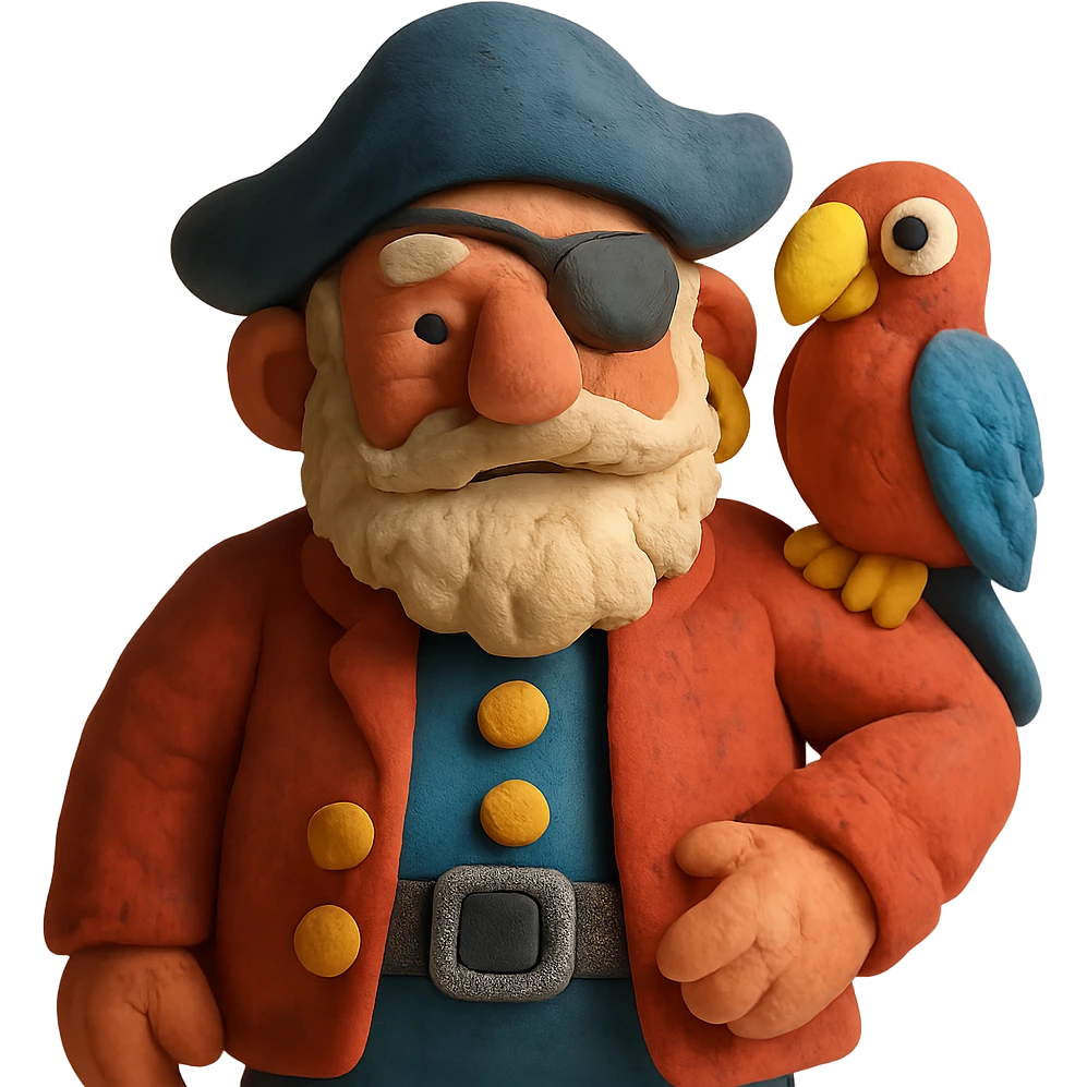 old pirate with a parrot on his shoulder emoji