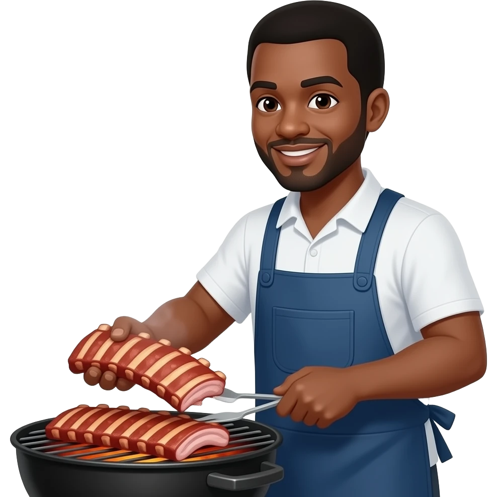 Black man making bbq ribs emoji