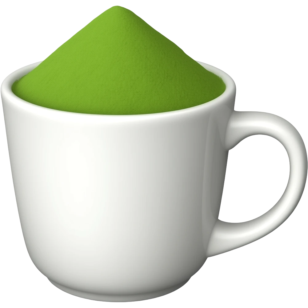 Coffee mug with matcha emoji