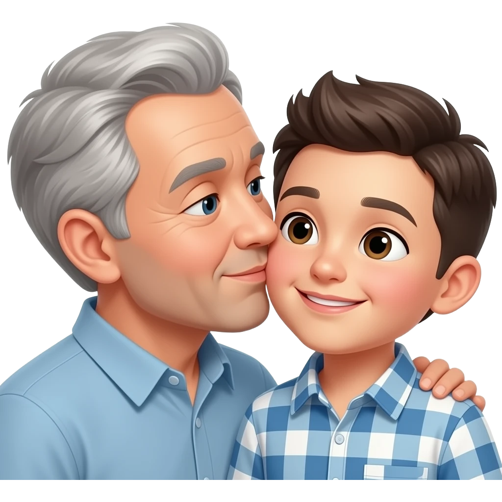 Erstelle ein Emoji von zwei Brüder, der eine um die 19 und der andere um die 22, der älter Bruder legt sein Arm über sein jüngeren Bruder und küsst ihn auf die Wange emoji