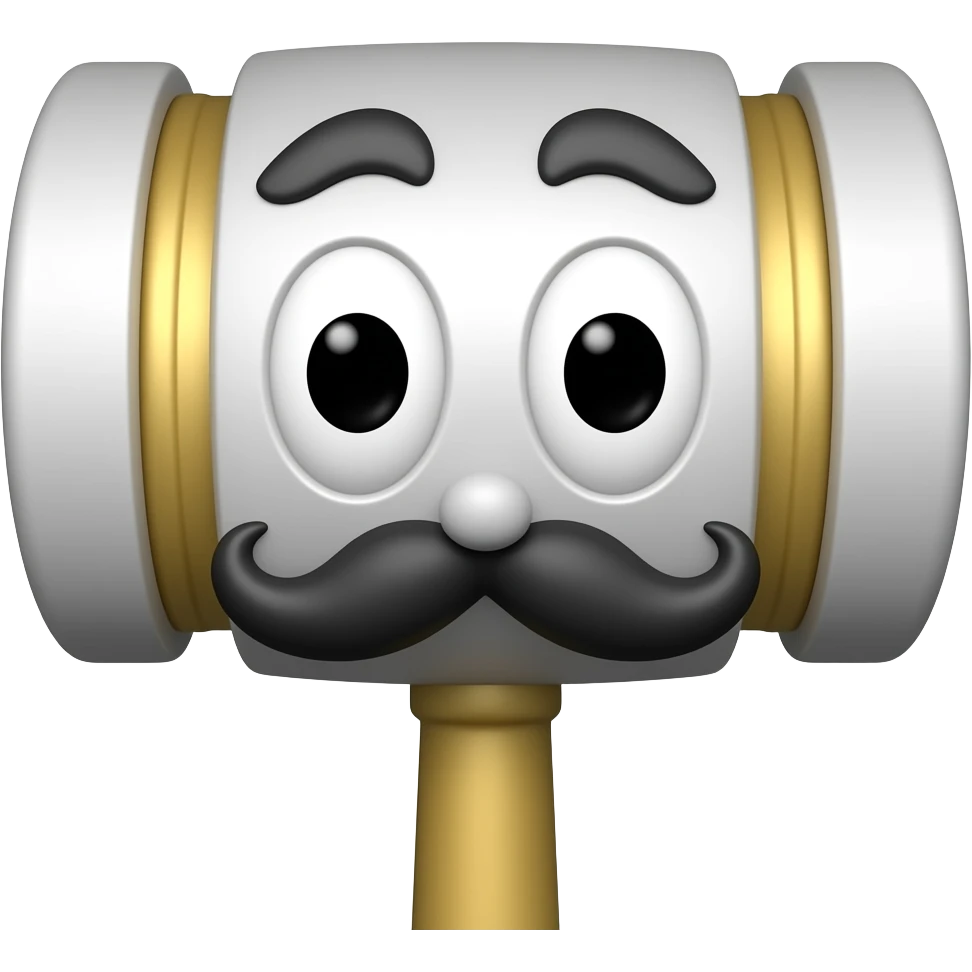 white court hammer with eyes and mostache japan emoji