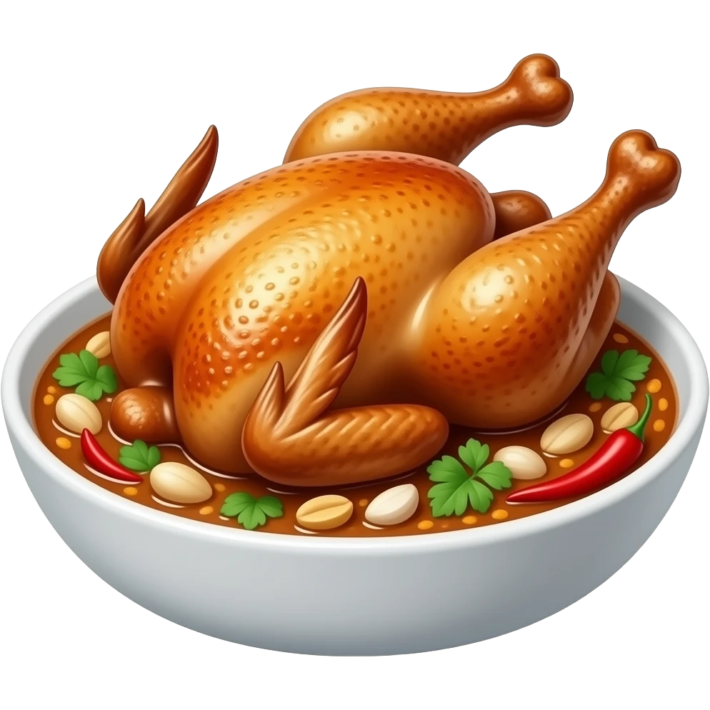 realistic -- oasted chicken in a spicy, complex peanut-coconut sauce emoji