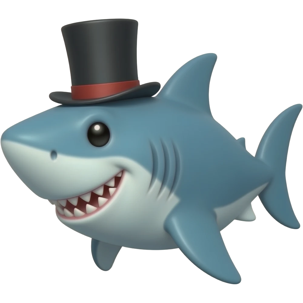 Shark with a top hat emoji