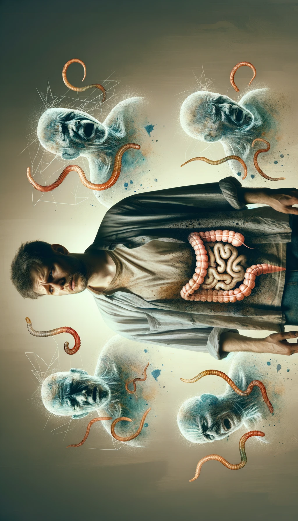 Uomo con parassiti intestinali  emoji