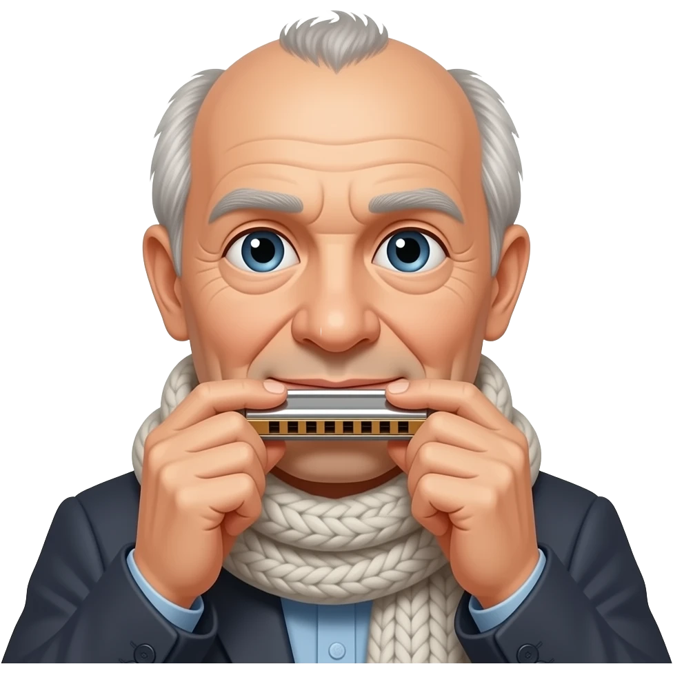 harmonica old man few hair emoji