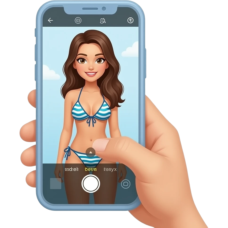 women with biquini with iphone send pic of behind with head in front emoji