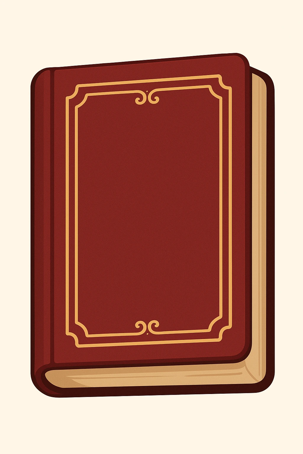 Create an emoji of a classic French book inspired by 'À la recherche du temps perdu' with a deep red cover, gold title, elegant and minimal design, no text. Maintain a classic and refined look. emoji